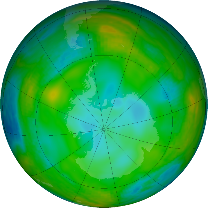 Antarctic ozone map for 01 July 1981